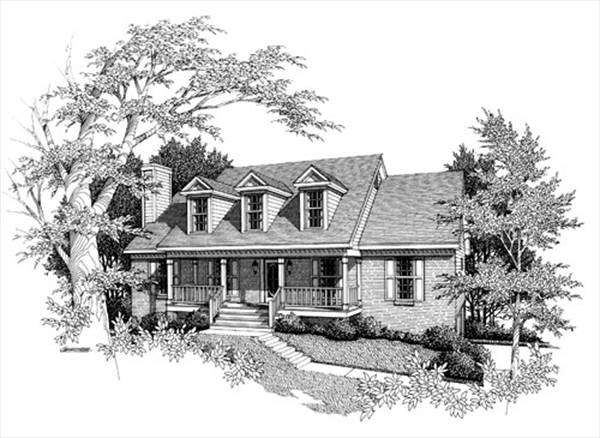 Rendering B&W image of WOODROW House Plan